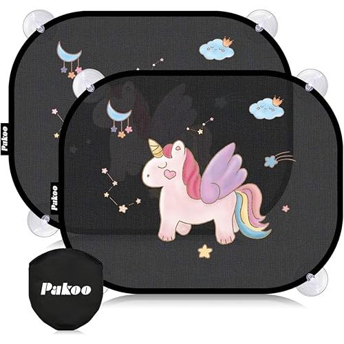 Car Window Shade for Baby, 2 Pack UV Protection Breathable Universal Fit Mesh Car Window Shades, 2 Pack with 8 Suction Cups- 17.7 x 14 inches