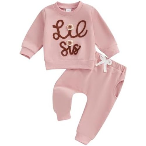 Toddler Infant Baby Girl Fall Winter Clothes Big Sister Little Sister Matching Outfits Sweatshirt Pants Set