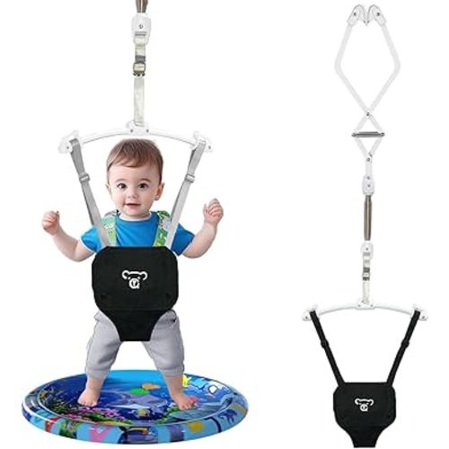 Baby Jumper, Baby Jumper Doorway with Adjustable Strap, Protable Baby Jumpers and Bouncers, Easy to Assemble, Baby Bouncer Jumper with Water Mat