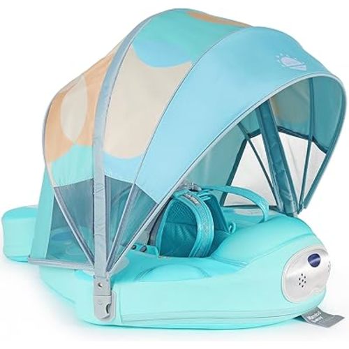 Mambobaby Float with Canopy Newest 3Months to 48Months Upright Standing Stroke 3rd Swim Mode Non Inflatable Smart Swim Trainer Solid Baby Swim Pool Float Mambo Baby Float Infant Toddler Swimming Ring