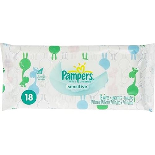 Pampers Sensitive Wipes Convenience Pack 18 Count (Pack of 24)