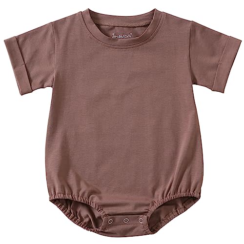Jimonda Baby Boy Girl Bubble Romper Solid Color Bodysuit Short Sleeve Organic Cotton T-Shirt