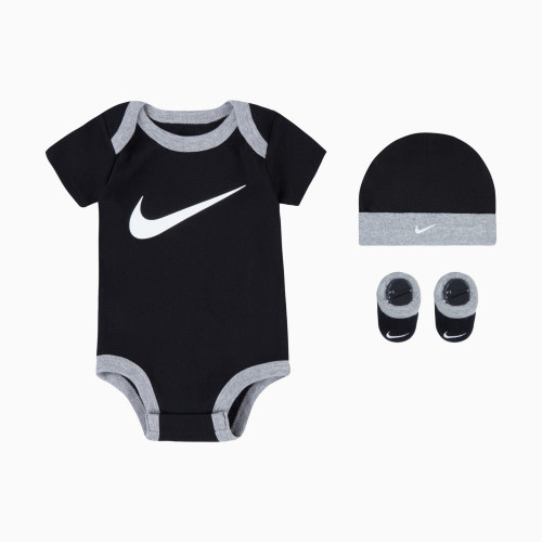 Nike Baby Bodysuit, Hat and Booties Box Set - Black, 0-6 M