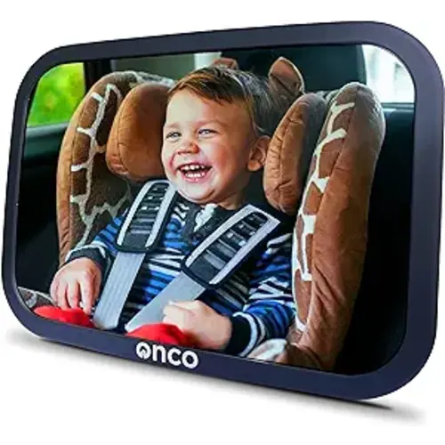 Onco Baby Car Mirror Rear Facing - Double Award-Winning Car Mirror for Baby, 100% Shatterproof Baby Mirror for Car Journeys, Shakeproof Car Seat Mirror for Baby Rear Facing, Universal Car Mirror Baby