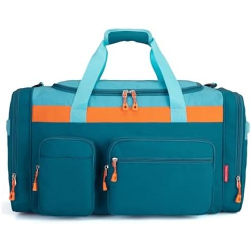 HawLander Large Kids Duffle Bag for Travel, Overnight, or Weekender, 20" inch (Teal Blue)