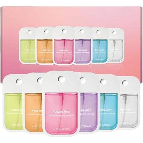 6 Pcs Power Mist Hydrating Hand Sanitizer Spray, 6 Scents, 7.8 FL. OZ. Portable Sanitizer Spray for Adults and Kids, Travel Size
