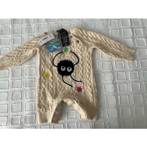 Studio Ghibli NWT Soot Sprite Confetti Cable Knit Embroidered Infant 3 mos