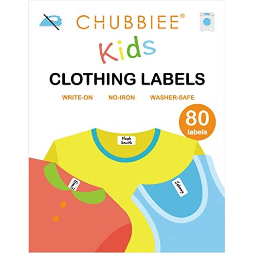 All Purpose No-Iron Kids Clothing Labels, Self-Stick Write-On Fabric Labels for Camp, School, Daycare, Nursing Care, Toys, Organizing, Washer & Dryer Safe, Pack of 80