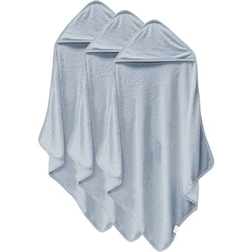 Cosy Family 3 Pack Baby Hooded Towels, Rayon Made from Bamboo, Ultra Soft Unisex Bath Towels for Babies,Toddler,Infant - Newborn Essential - Ultra Absorbent Toddler Towels for Baby Boy Girl - Grey