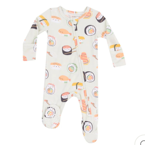 2 Way Zipper Footie - Sushi Green