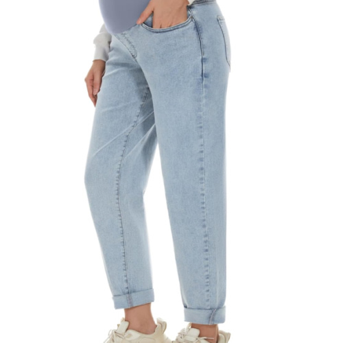 POSHGLAM Women's Maternity Jeans Over Belly Comfy Stretch Boyfriend Jeans Loose Pregnancy Pants, S-XXL