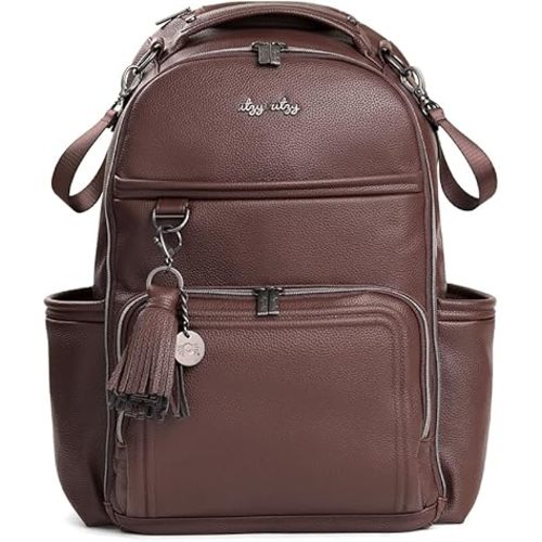 Itzy Ritzy Diaper Bag Backpack – Large Capacity Boss Plus Baby Backpack Diaper Bag Featuring 19 Pockets, Changing Pad, Stroller Clips, and Comfortable Straps (Espresso)