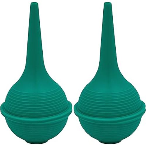 ResOne 2pk Sterile Rubber Bulb Ear Syringe – Green 1oz / 30ml - For Baby or Adult Nasal Care, Sinus Rinse, Gentle Irrigation, Mucus and Wax Removal