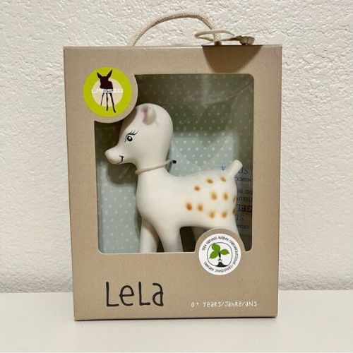 Lassig Lela Deer Rubber Teether Teething Baby Toy with Squeaker NIB