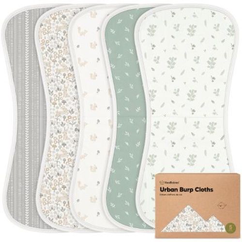 KeaBabies 5pk Urban Baby Burp Cloths, Organic Burping Cloth for Babies, Burp Rags for Baby Girls, Boys (Prairie)