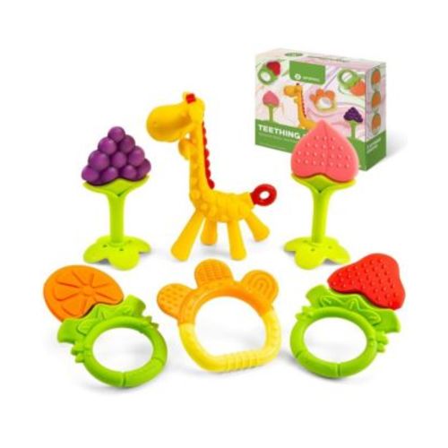 Baby Teether Toys for Babies 0-6 Months, Newborn Infant Baby Teethers Freezer Safe Silicone Baby Teether Toys, Frozen Teething Toys for Babies 0-6 Months, Baby Teethers Toys 6 Pack - Perfect Baby Gift