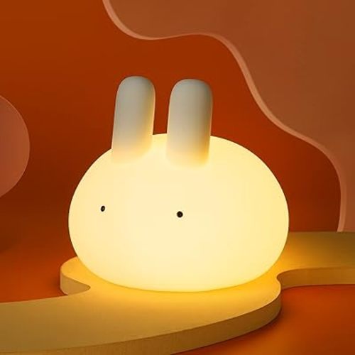 Night Lghts for Bedroom Cute Lamp Bunny Night Light Silicone Nightlight Squishy LED Rechargeable Kawaii Lamp