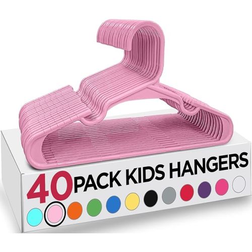 Utopia Home 40 Pack Kids Hangers - 11.5 Inch Plastic Baby Hangers for Closet - Childrens Hangers for Clothes & Infant Hangers for Closet - Ideal for Everyday Standard Use (Baby Pink) - Pack of 40