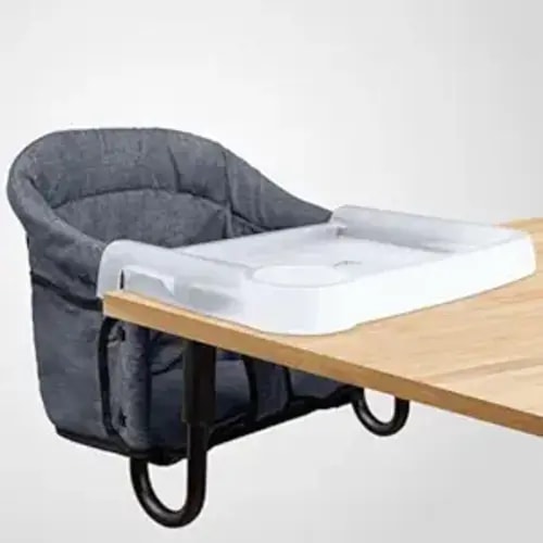 Hook On Chair with Removable Dining Tray,Portable Hook-On Chairs with Storage Bag,for Home and Travel(Grey)
