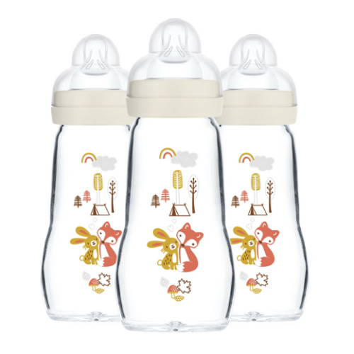 3 MAM Feel Good Glass Baby Bottles 9oz