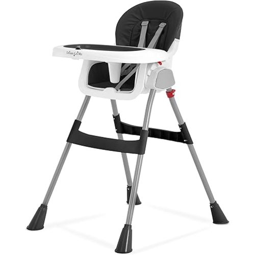 Portable 2-in-1 Tabletalk High Chair in Black, Three Adjustable Height Settings, Lightweight Portable High Chair, Easy to Clean and Removable Tray Baby High Chair