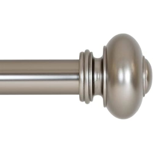 Ivilon Drapery Window Curtain Rod - Knob Design, 1 Inch Rod, 28 to 48 Inch. Satin Nickel