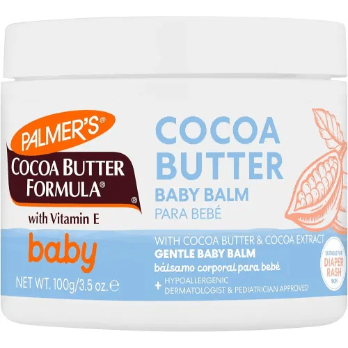Palmer's Baby Balm, Cocoa Butter Formula Hydrating Baby Cream, 3.5 Oz, Nourishing Dry Skin, Eczema, Cradle Cap & Diaper Rash Cream, Hypoallergenic, 48Hr Moisture, Dermatologist Tested Baby Essentials