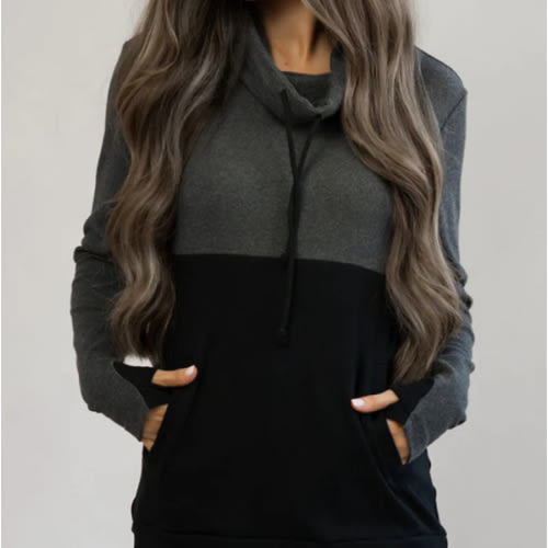Nursing Sweatshirt Pullover - Colorblock Dark Gray