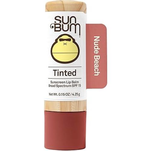Sun Bum Tinted Lip Balm Nude Beach | SPF 15 | UVA / UVB Broad Spectrum Protection | Sensitive Skin Safe | Hypoallergenic, Paraben Free | Ozybenzone Free | 0.15 Oz