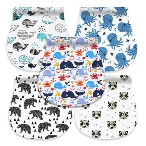 Cherub Baby Burp Cloths for Boys, 100% Organic Cotton Soft Absorbent Triple Layer Burping Rags for Newborns, 5-Pack - Multicolored-03