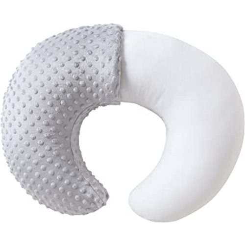 Nursing Pillow and Positioner, Breastfeeding, Bottle Feeding, Baby Sitting Support with Removable Ultra Soft Cover, Tummy Time Support for Baby Boys and Girls (Gray)