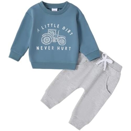 Yvowming Baby Boy Clothes Fall Clothes Truck Print Long Sleeve Pullover Tops + Pant Sets Toddler Winter Outfits