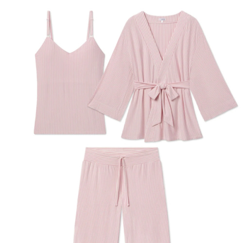 LAKE | Women | DreamModal Pajamas | Carnation Pencil Stripe Maternity Kimono Bundle