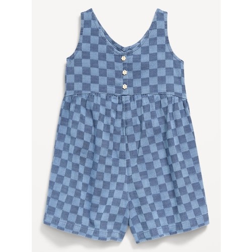 Oversized Sleeveless Chambray Romper for Toddler Girls