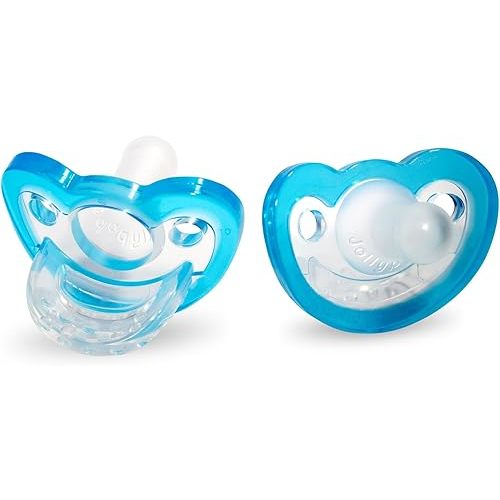 RaZbaby Jollypop Pacifier for Newborns & Up, USA Made, Natural Shaped Orthodontic Binky, Lovingly Shared in NICUs & Hospitals Worldwide, Medical-Grade 100% BPA-Free - 0-3 Months, 2 Pack - Blue