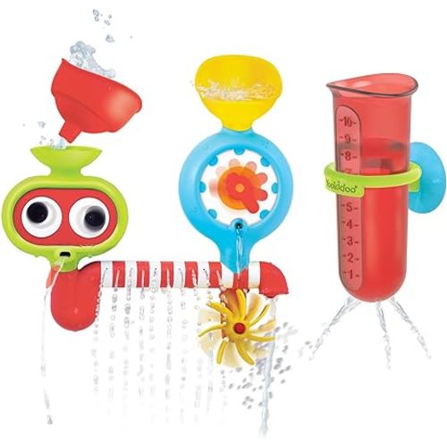 Yookidoo Baby Toddler Bath Wall Toy (Ages 1-3) Waterfall Spinning Gears & Rotating Googly Eyes - Mold Free - Attach to Any Tub or Shower - Spin N Sprinkle Water Lab - Great for Boys, Girls,& Kids