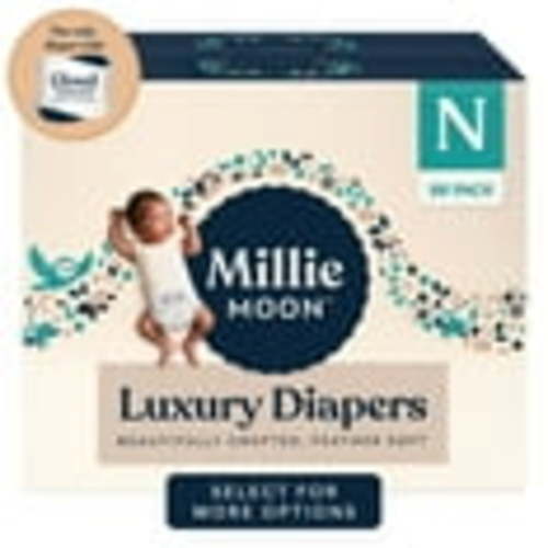 Millie Moon Luxury Diapers, Size Newborn, 88 Count (Select for More Options)