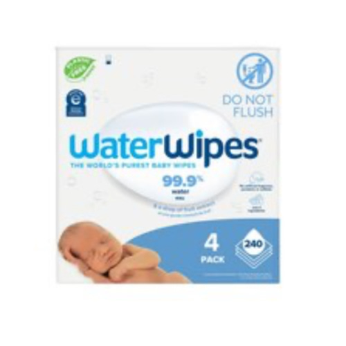 WaterWipes Original 99.9% Water Based Baby Wipes, Sensitive, 60, 240