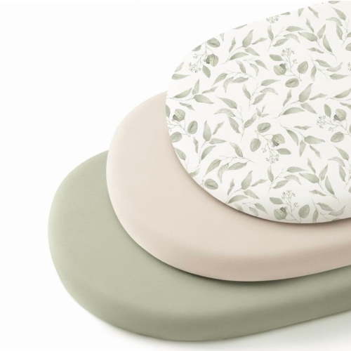 3 Pack Stretchy Bassinet Sheets for Baby Girl Boy, Soft Breathable Baby Bassinet Mattress Sheets Fit for Hourglass Oval Cradle, Moses Basket Rectangle Mattress