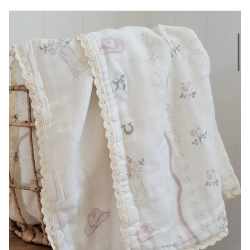 Vintage Country-Cowgirl 6 Layer Gauze Blanket