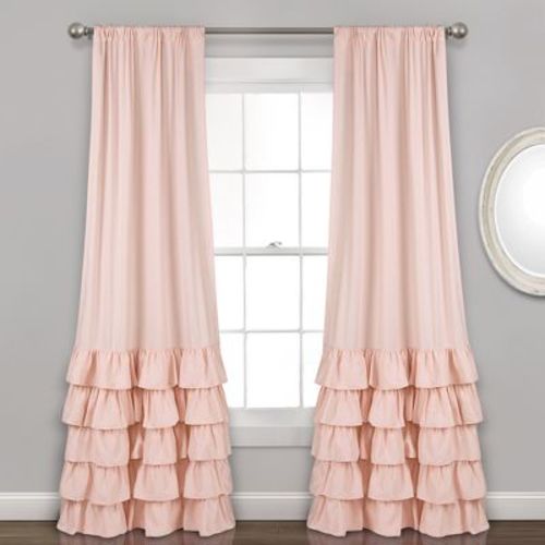 Lush Décor Allison Ruffle Window Curtain Panels Blush 40X84 Set