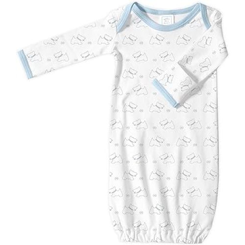 SwaddleDesigns Softest Cotton Baby Pajama Gown with Foldover Mitten Cuffs for Infant Boy and Girl, Newborn, 0-3 Months