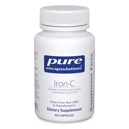 Pure Encapsulations Iron-C - 15 mg - 175 mg Vitamin C - Red Blood Cell Support* - Energy Production - Highly Bioavailable Iron Pill - Gluten Free & Vegan - 60 Capsules