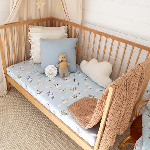 Taking Flight Organic Fitted Cot Sheet | Snuggle Hunny
