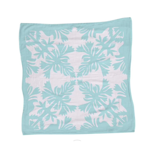 47in Aqua Quilt Muslin Blanket