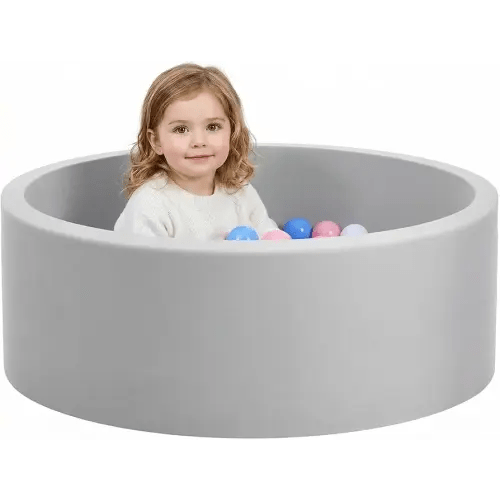 Wilwolfer Foam Ball Pit for Toddlers, Large Baby Ball Pit for Babies with Soft Memory Sponge, Indoor Outdoor Baby Playpen, Kids Play Ball Pool, Gift Toys for Infants Boys and Girls (Gray, NO Balls)