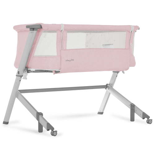 Dream On Me Skylar Bedside Bassinet, Attach to Bed, Lightweight, Portable, Pink, Wooden Frame