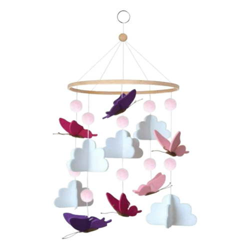 Baby Crib Mobile Felt Wind Chimes Decoration Baby Rattle for Crib , Butterfly, Hanging Size 23x23x60cm