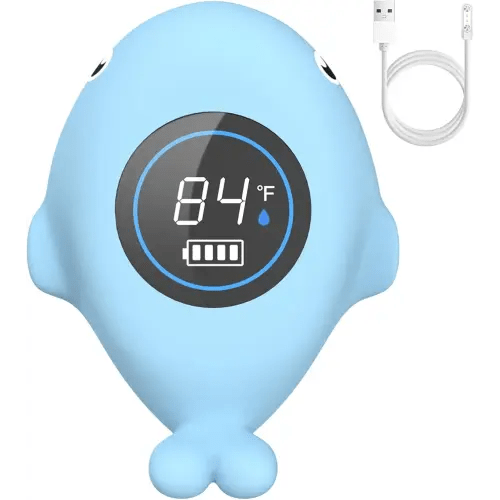 BabyElf Baby Bath Thermometer, Rechargeable Digital Bathtub Water Thermometer with Safe Temperature Alert - Fast Accurate Reading for Newborn Infant Toddler, Floating Duck Bath Time Toy
