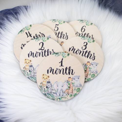 Safari Milestone Cards, Baby Milestone Safari Discs Marker, Wood Milestone Card, Baby Milestones, Photo Prop, Safari Jungle Nursery Theme S1